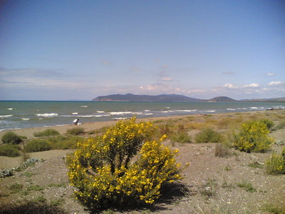Il promontorio di Talamone visto dalla spiaggia delle Saline Breschi ad Albinia in Maremma