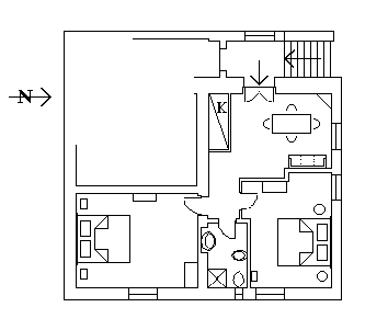 Planimetria dell'appartamento al primo piano dell'agriturismo San Leonardo a 200 m. dalle Terme di Saturnia in Toscana