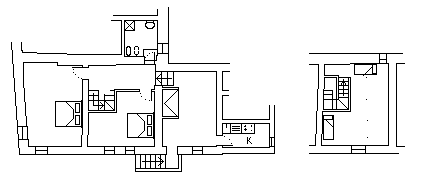 Planimetria dell'appartamento con due camere da letto Certino-1 a Grotti, vicino Siena